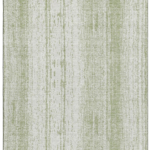 8' X 10' Artichoke Green And Ivory Striped Washable Area Rug With UV Protection