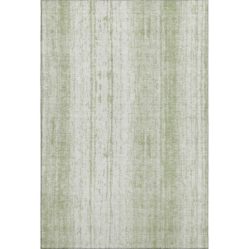8' X 10' Artichoke Green And Ivory Striped Washable Area Rug With UV Protection