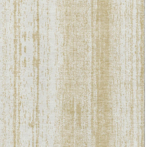 5' X 8' Gold And Ivory Striped Washable Area Rug With UV Protection