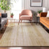 9' X 12' Gold And Ivory Striped Washable Area Rug With UV Protection
