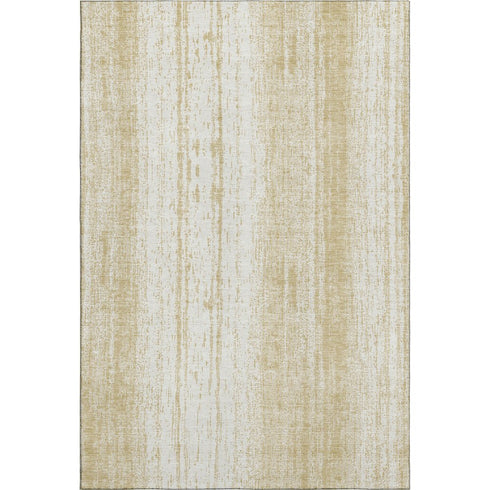 9' X 12' Gold And Ivory Striped Washable Area Rug With UV Protection