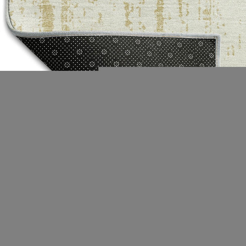 9' X 12' Gold And Ivory Striped Washable Area Rug With UV Protection