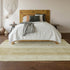 9' X 12' Gold And Ivory Striped Washable Area Rug With UV Protection