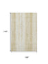 9' X 12' Gold And Ivory Striped Washable Area Rug With UV Protection
