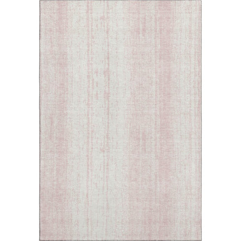 5' X 8' Pink And Ivory Striped Washable Area Rug With UV Protection