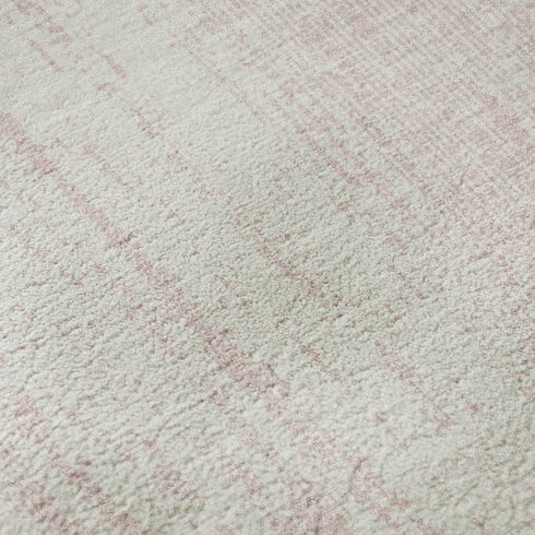 5' X 8' Pink And Ivory Striped Washable Area Rug With UV Protection
