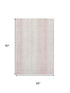5' X 8' Pink And Ivory Striped Washable Area Rug With UV Protection