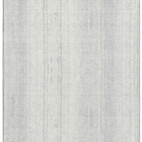 8' X 10' Silver And Ivory Striped Washable Area Rug With UV Protection