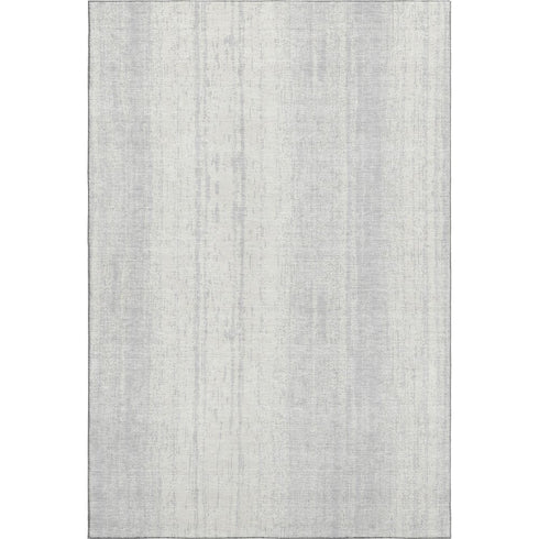 8' X 10' Silver And Ivory Striped Washable Area Rug With UV Protection