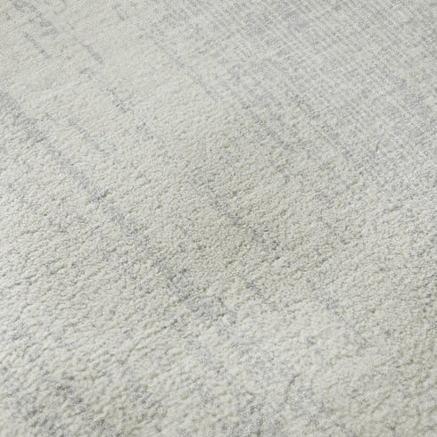 8' X 10' Silver And Ivory Striped Washable Area Rug With UV Protection