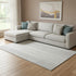 8' X 10' Silver And Ivory Striped Washable Area Rug With UV Protection