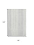 8' X 10' Silver And Ivory Striped Washable Area Rug With UV Protection