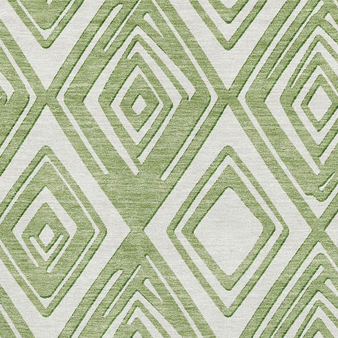 5' X 8' Green And Ivory Geometric Washable Area Rug With UV Protection