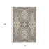 5' X 8' Chocolate Gray And Beige Floral Washable Area Rug With UV Protection