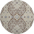 8' Chocolate Gray And Beige Floral Washable Round Rug With UV Protection