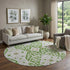 8' X 10' Green Ivory And Gray Floral Washable Area Rug With UV Protection