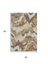 5' X 8' Chocolate Ivory And Beige Abstract Washable Area Rug With UV Protection