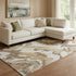 8' X 10' Chocolate Ivory And Beige Abstract Washable Area Rug With UV Protection