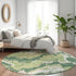 8' Green Ivory And Beige Abstract Washable Round Rug With UV Protection
