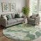 8' Green Ivory And Beige Abstract Washable Round Rug With UV Protection