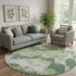 8' Green Ivory And Beige Abstract Washable Round Rug With UV Protection