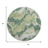 8' Green Ivory And Beige Abstract Washable Round Rug With UV Protection