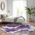 8' Purple Ivory And Gray Abstract Washable Round Rug With UV Protection