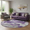 8' Purple Ivory And Gray Abstract Washable Round Rug With UV Protection
