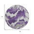 8' Purple Ivory And Gray Abstract Washable Round Rug With UV Protection