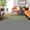 9' X 12' Artichoke Green And Beige Striped Washable Area Rug With UV Protection