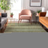 9' X 12' Artichoke Green And Beige Striped Washable Area Rug With UV Protection