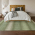 9' X 12' Artichoke Green And Beige Striped Washable Area Rug With UV Protection