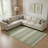 9' X 12' Artichoke Green And Beige Striped Washable Area Rug With UV Protection