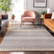 8' X 10' Silver Ivory And Gray Striped Washable Area Rug With UV Protection