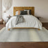 8' X 10' Silver Ivory And Gray Striped Washable Area Rug With UV Protection