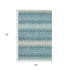 5' X 8' Teal And Beige Striped Washable Area Rug With UV Protection