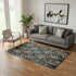 5' X 8' Black Gray And Beige Floral Washable Area Rug With UV Protection