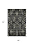 5' X 8' Black Gray And Beige Floral Washable Area Rug With UV Protection