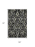 8' X 10' Black Gray And Beige Floral Washable Area Rug With UV Protection
