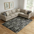 8' X 10' Black Gray And Beige Floral Washable Area Rug With UV Protection