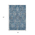 5' X 8' Blue And Gray Floral Washable Area Rug With UV Protection