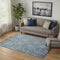 5' X 8' Blue And Gray Floral Washable Area Rug With UV Protection