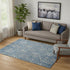 5' X 8' Blue And Gray Floral Washable Area Rug With UV Protection