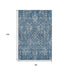 8' X 10' Blue And Gray Floral Washable Area Rug With UV Protection