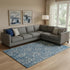 8' X 10' Blue And Gray Floral Washable Area Rug With UV Protection