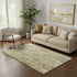 5' X 8' Gold And Beige Floral Washable Area Rug With UV Protection