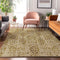 8' X 10' Gold And Beige Floral Washable Area Rug With UV Protection