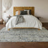 8' X 10' Gray And Blue Floral Washable Area Rug With UV Protection