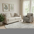 8' Ivory And Beige Floral Washable Round Rug With UV Protection