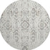 8' Ivory And Beige Floral Washable Round Rug With UV Protection